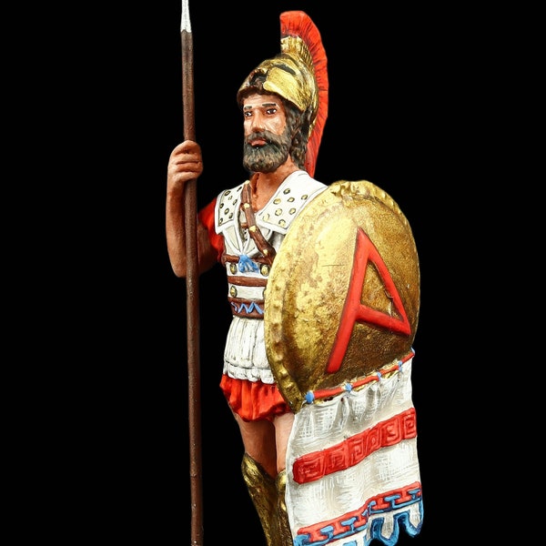 Soldat de plomb Hoplite grec athénien de collection en garde, app. 480 avant JC 54 mm Grèce antique