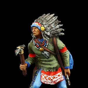 Tin soldier Collectible Chieftain with Tomahawk 54 mm American Natives