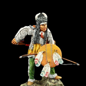 Tin soldier Collectible Plains Indians. Sioux Warrior of the &#39;Cante Tinzia&#39; Society 54 mm American Natives