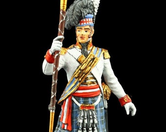 ブリキの兵隊 コレクター向け 54 mm タンブール 92 連隊 (ゴードン ハイランダーズ) 少佐、1815 年 ナポレオン戦争