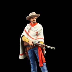 Blechsoldat Sammlerstück Cow Boy mit Winchester, 1866 54 mm Old West: Cowboys and Trappers