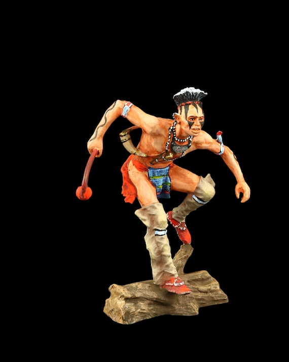 Lot De 10 Figurines Indiens F. Clairet – Avec Poteau Prisonnier Et Feu De Camp
