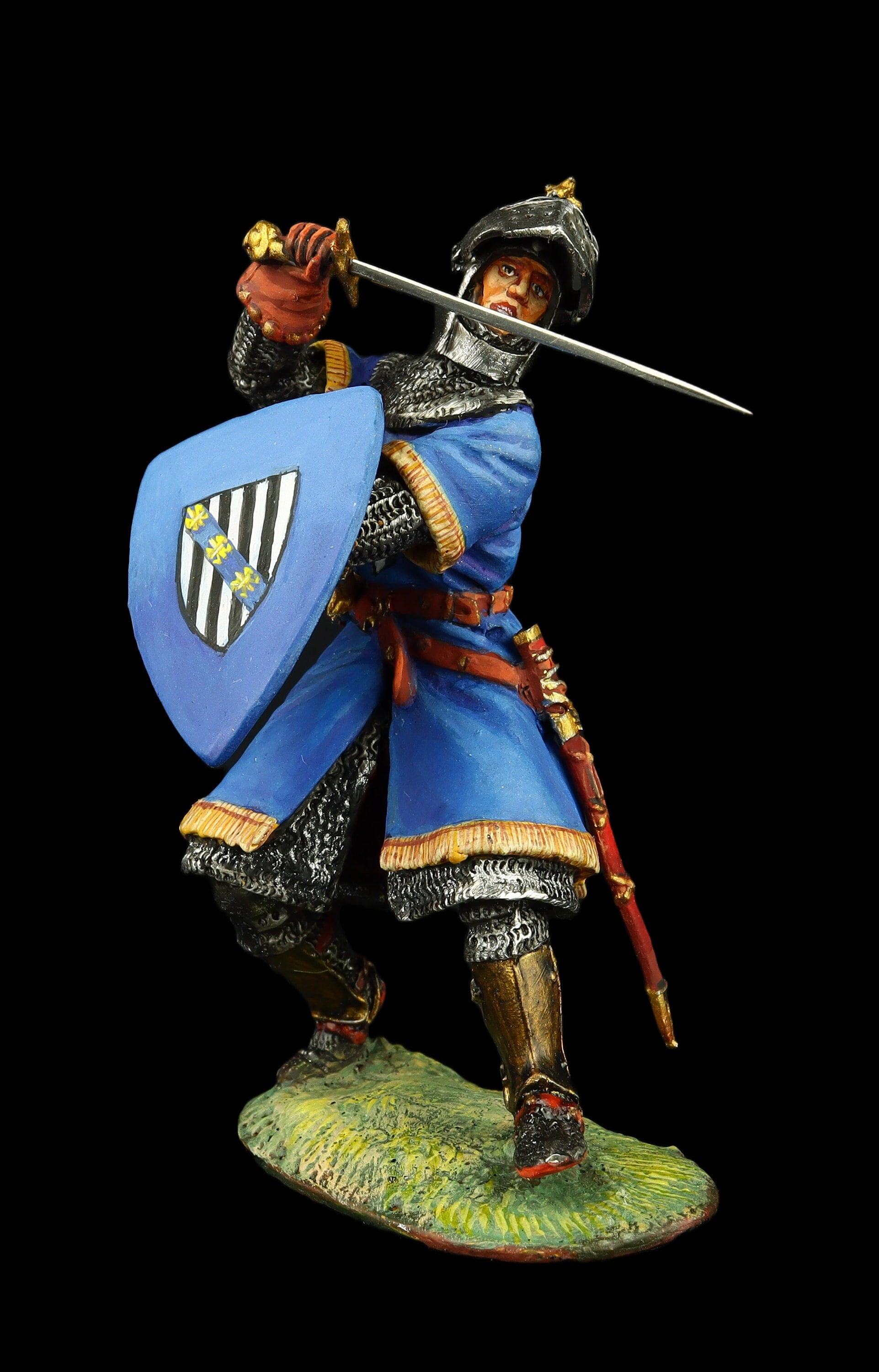 Tin soldier Collectible Attacking French Knight, XV c. 54 mm Medieval Age & Crusades