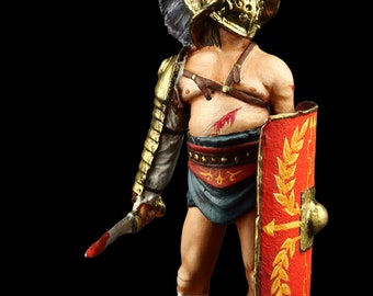 Zinnsoldat Sammlerstück Römer Gladiator Murmillo 54 mm das antike Rom