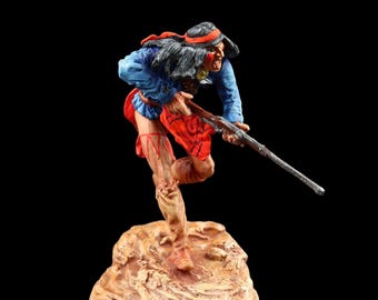 Tennsoldat Samlarobjekt Attackerande Apache 54 mm Amerikanska Urfolk