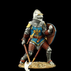 Tin soldier Collectible French Knight with waraxe 1350-70 54 mm Medieval Age & Crusades