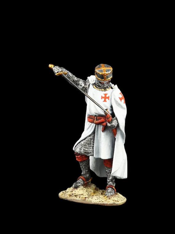 Chevalier Templier XIII siècle 54 mm jouet en étain