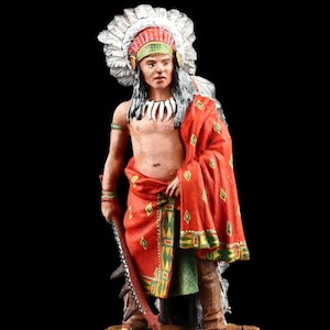 Tin soldier Collectible Indian Warchief, XIX c. 54 mm American Natives