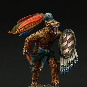 Tinnen soldaat Museum (TOP) Azteekse Jaguar-krijger, XIV-XVI eeuw 54 mm Amerikaanse inboorlingen