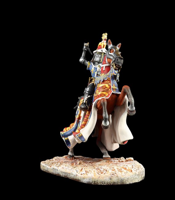 Figurine étain Musée Du Soldat : Le Prince Noir, Chevalier Médiéval à Cheval