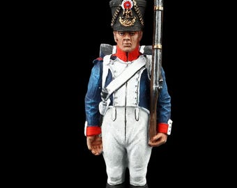 Żołnierzyk ołowiany, kolekcjonerski karabin strzelecki kal. 54 mm z 61. Pułku Liniowego, Francja, wojny napoleońskie 1812–1814