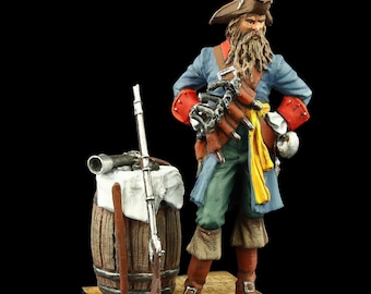 Zinnsoldat Sammlerstück Blackbeard Der Pirat 54 mm Neue Welt, Prates und Korsaren