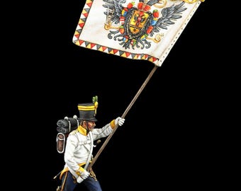 Tin soldier Museum (TOP)  54 mm Hungarian Line Infantry of the Fusilier Company, 1805-14: Standard-bearer Napoleonic Wars
