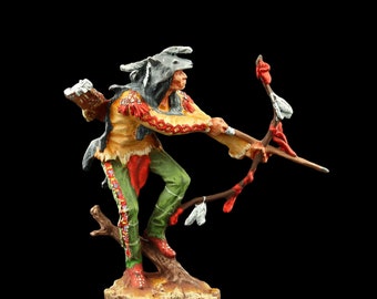 Tennsoldat Samlarfigur Amerikansk indian med rosett 54 mm Amerikanska ursprungsbefolkningar