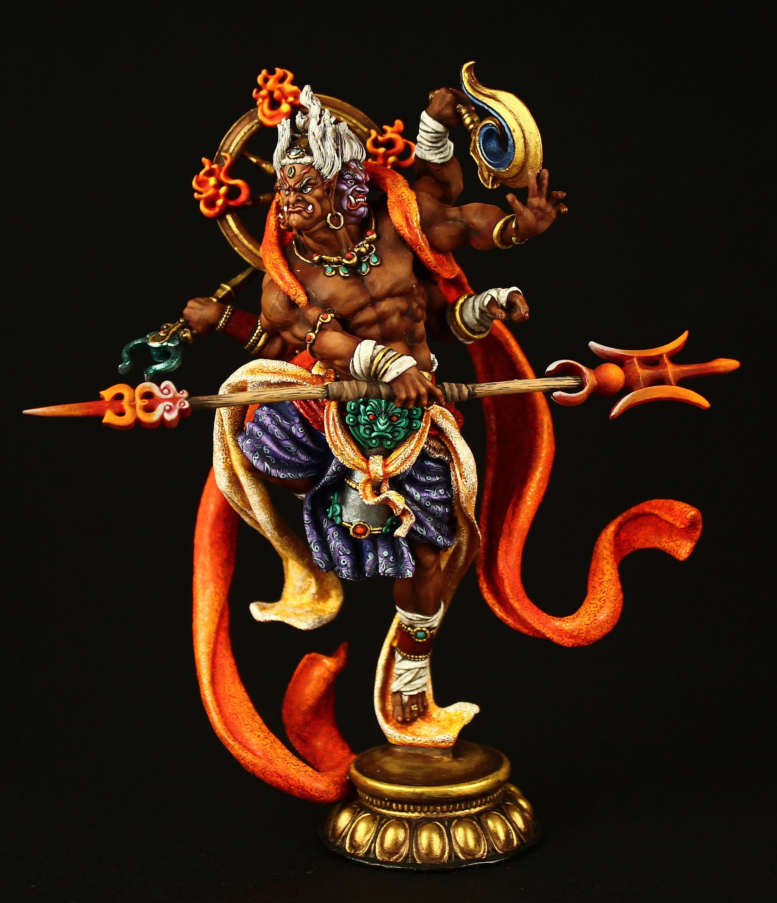 アンティークなブリキの猫の演奏隊❗️ ブリキの兵隊博物館（上）阿修羅、インドの悪魔 90 mm 極東