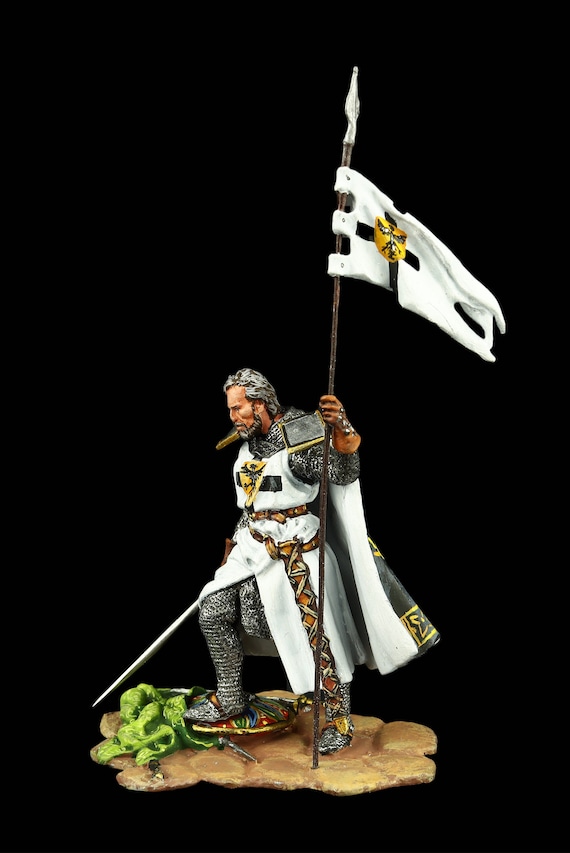 Figurine Chevalier Teutonique Attica Miniatures - Soldat 54mm En étain Peint à La Main