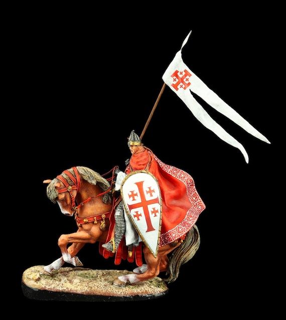 Statua del Cavaliere Templare - Crociato medievale a cavallo