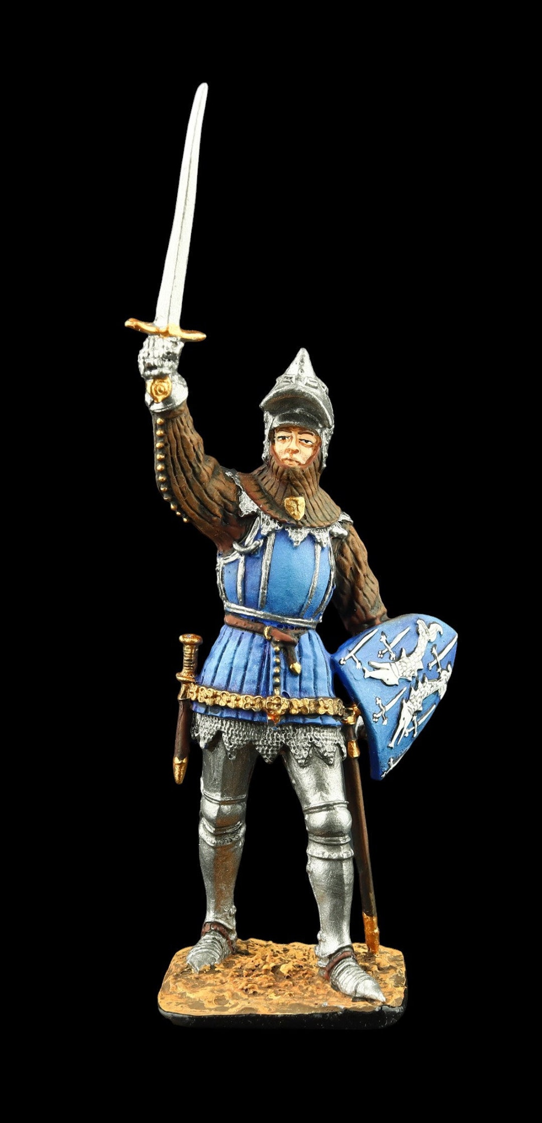 Soldat de plomb, Franc avec Hache et Bouclier - Doré