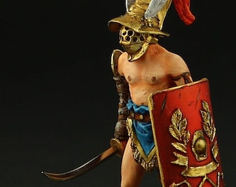 Zinnsoldat Sammlerstück Römer Gladiator Murmillo 54 mm das antike Rom