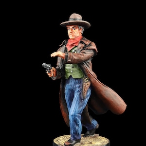 Tin soldier Collectible Cowboy in raincoat 54 mm Old West: Cowboys and Trappers