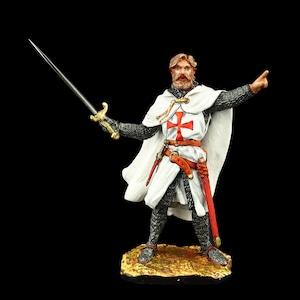 Tin soldier Collectible Knight Templar, 1200-1230 54 mm Medieval Age & Crusades