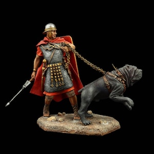 Tin soldier Collectible Roman Soldier with Neapolitan Mastiff 75 mm  Ancient Rome & Carthage