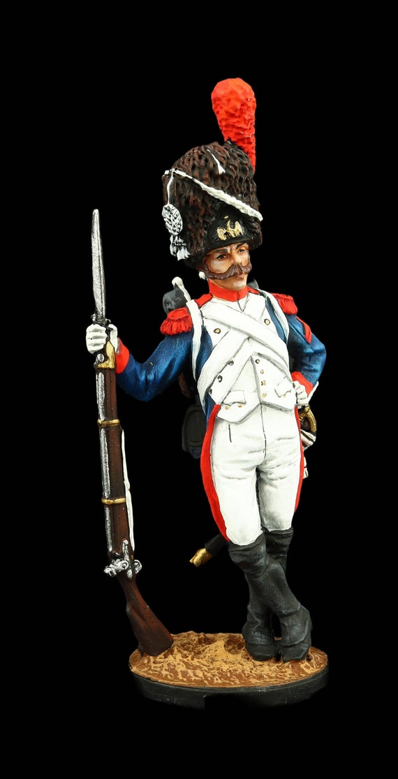 Soldat De Plomb 54mm - Grenadier De La Garde Accroupi - Artisanat Russe