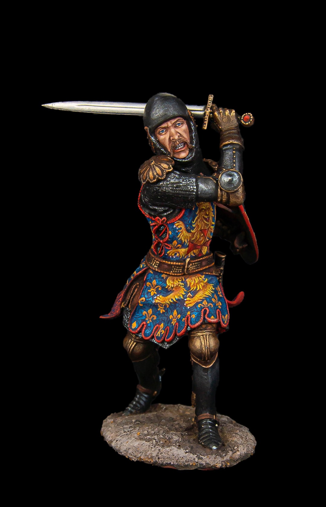 英国の兵士置物 ブリキの兵隊博物館 (TOP) イギリスの騎士、1340-1360 90 mm 中世と