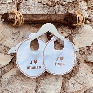 Birth Bib I love Mom and I love Dad