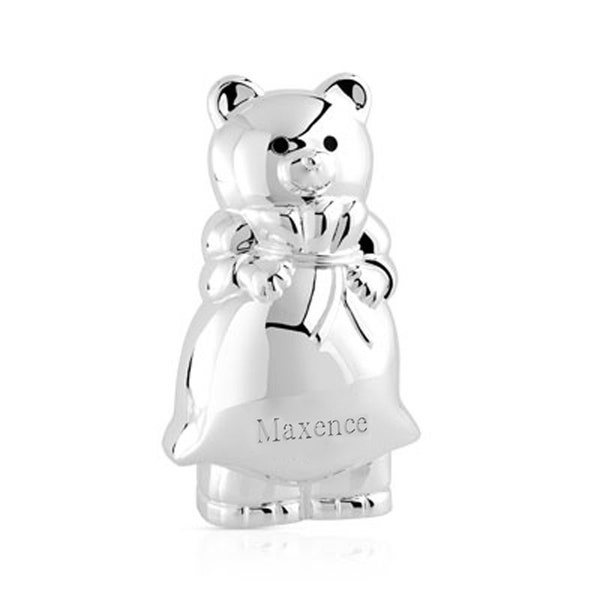 Custom Silver Metal Bear Piggy Bank