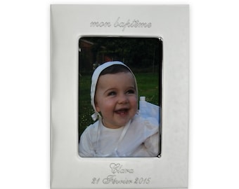 Personalized silver metal frame My baptism