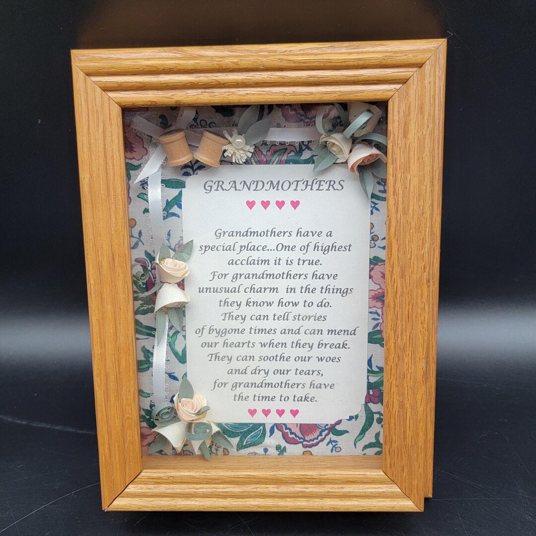 Vintage Grandmothers Poem Shadow Box Frame Floral Ribbon Decor - Etsy