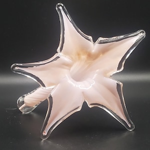 Murano Stil Rosa Kunst Glas Lilie Vase: Italienisches Mid-Century Dekor