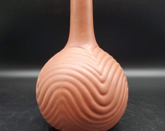 Haeger Keramikvas Matt Terrakotta Ribbad Mid Century Modern