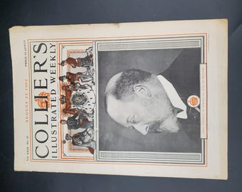 Lote de 2 ejemplares de la revista Collier’s Weekly de 1902: Barco de la Armada del Rey Eduardo VII