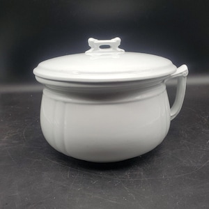 Orinal de porcelana Alfred Meakin Royal Ironstone vintage con tapa, fabricado en Inglaterra, color blanco.