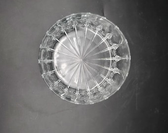 Vintage Pressed Glass Crystal Style Trinket Dish Candy Bowl Starburst