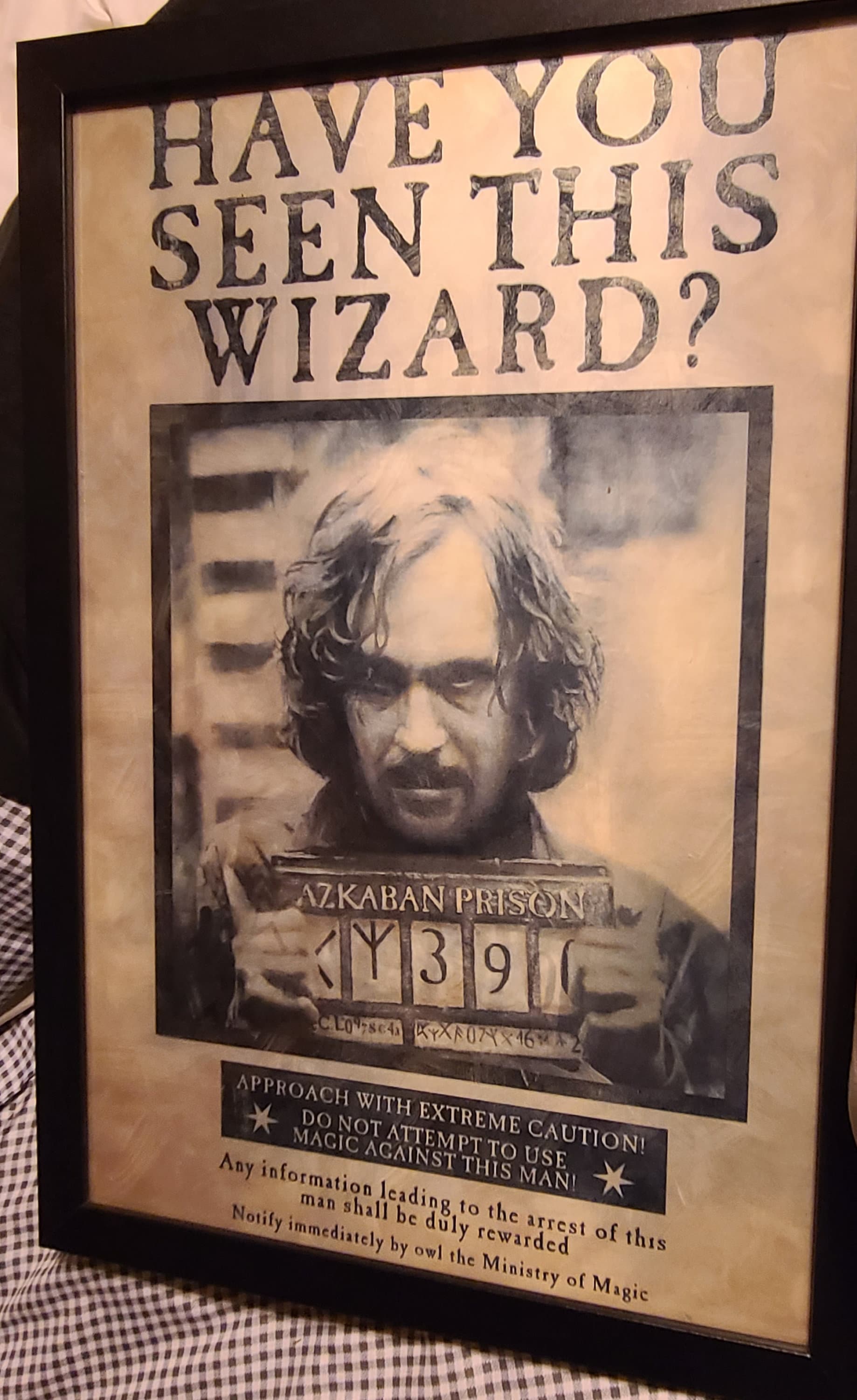 Harry Potter...framed SIRIUS BLACK LENTICULAR Wanted Poster...prisoner ...