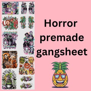Horror premade gangsheet | DTF transfers | Ready to press Direct to film Transfer | Quick shipping | Pre made gang sheet | Make your own