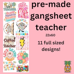 Premade Gangsheet (teacher) | DTF transfers | Ready to press Direct to film Transfer | Quick shipping | Pre made gang sheet | Make your own