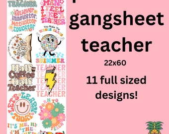 Premade Gangsheet (teacher) | DTF transfers | Ready to press Direct to film Transfer | Quick shipping | Pre made gang sheet | Make your own