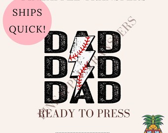 Dad - Baseball bolt | DTF transfers | Ready to press Direct to film Transfer | Quick shipping | Baseball DTF | Make your own | Spring