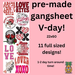 Premade Gangsheet Valentine | DTF transfers | Ready to press Direct to film Transfer | Quick shipping | Pre made gang sheet | Make your own