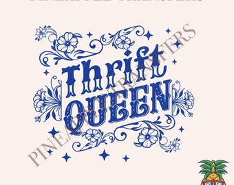 Thrift Queen | DTF transfers | Ready to press Direct to film Transfer | Quick shipping | Sports DTF