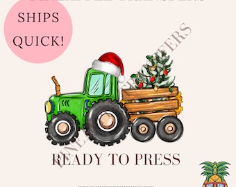 Christmas Tractor | DTF transfers | Ready to press Direct to film Transfer | Quick shipping | Christmas DTF | Make your own