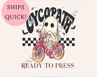 Cycopath Ghost on Bike DTF Transfer | Halloween Ready to Press