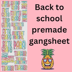 Back to school premade gangsheet | DTF transfers | Ready to press Direct to film Transfer | Quick shipping | Pre made gang sheet |