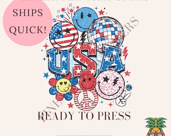 Retro USA 4th of July DTF Transfer, Cold Peel, Heat Press Required