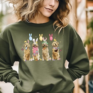 Easter Golden Retriever DTF Transfer | Ready To Press