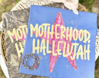 Motherhood Hallelujah DTF Transfer | Pink Star Christian Mama DTF | Faith Mom Ready to Press